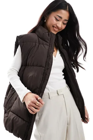 Monki Oversized padded gilet in chocolate