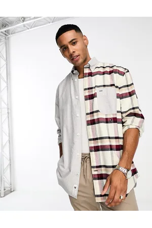 Tommy Hilfiger Global check blocking shirt in ivory