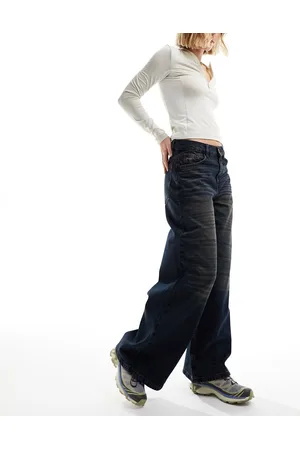 COLLUSION X013 mid rise wide leg jeans in darkwash