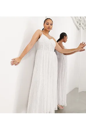 ASOS ASOS DESIGN Curve Esme embellished corset cami wedding dress with full skirt in