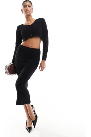 ASOS Knitted midi skirt in teddy yarn in co-ord