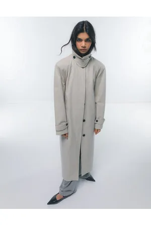 Topshop Ultimate formal trench coat with extreme shoulders in sage