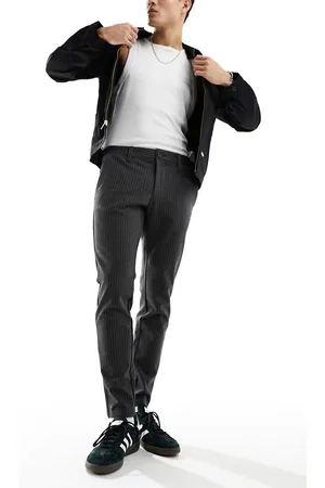 Only & Sons Stretch smart trouser in dark pinstripe