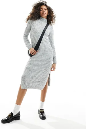 River Island Cable knit jumper midi dress in
