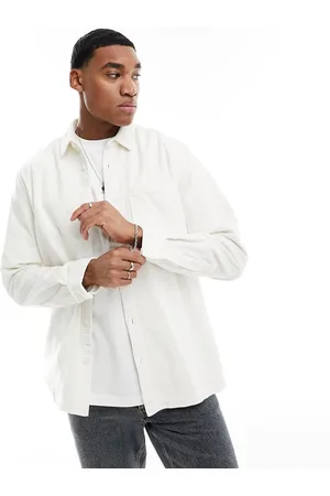 River Island Concealed button cord shirt in