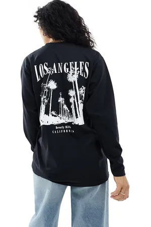 Miss Selfridge Long sleeve graphic LA print t-shirt with back print in