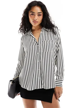 River Island Striped satin shirt in and white