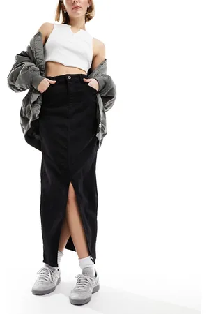 JDY High waisted denim maxi skirt in