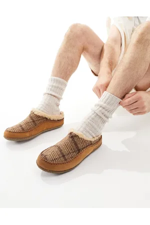 sorel Lanner Ridge slippers in check and tan