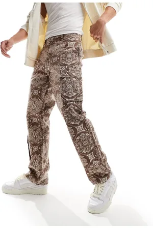 Karl Kani Signature straight leg cargo trousers in paisley ripstop