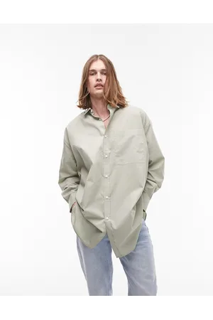 Topman Long sleeve super oversized fit shirt in sage