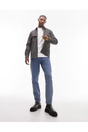 Topman Long sleeve regular fit cord overshirt in charcoal