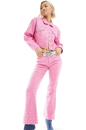 Labelrail X Dyspnea rodeo western embellished denim flare trousers co-ord in