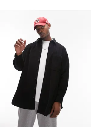 Topman Long sleeve super oversized fit cord shirt in