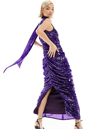 Labelrail X Dyspnea drape detail sequin maxi dress in