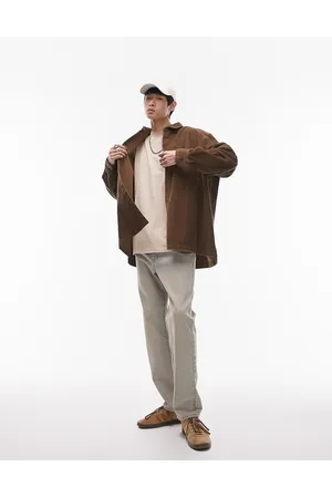 Topman Long sleeve super oversized fit cord shirt in