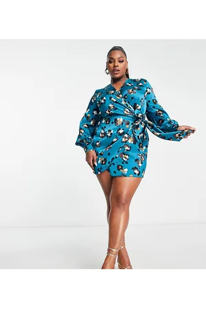 Never Fully Dressed Wrap tie mini dress in emerald leopard
