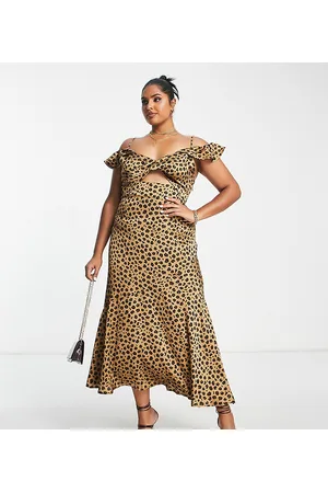 Never Fully Dressed Frill sleeve cut-out maxi dress in leopard