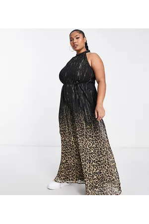 River Island Plus plisse halter jumpsuit in