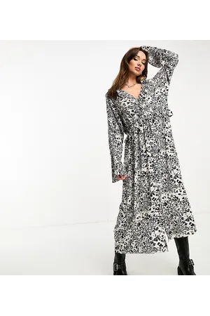 River Island Printed ruffle midi dress in