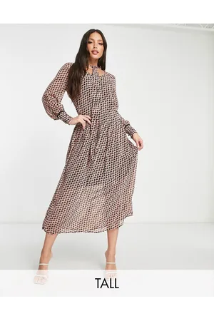 River Island Geo tie neck wrap midi dress in