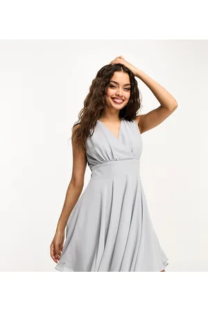 TFNC Bridesmaid mini skater dress in grey