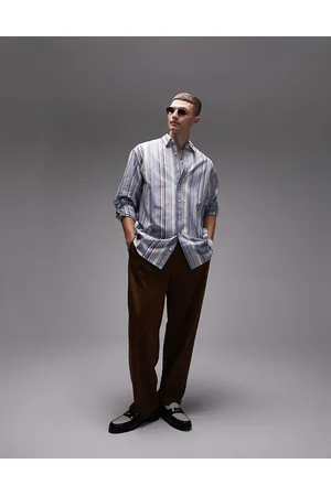 Topman Long sleeve super oversized fit striped shirt in