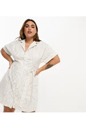 River Island Zebra print shirt wrap midi dress in and grey