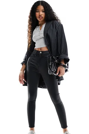 River Island Faux leather sculpt jeans in