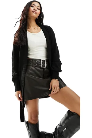 JDY Belted cardigan in black