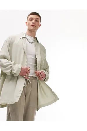 Topman Long sleeve super oversized fit pocket shirt in sage
