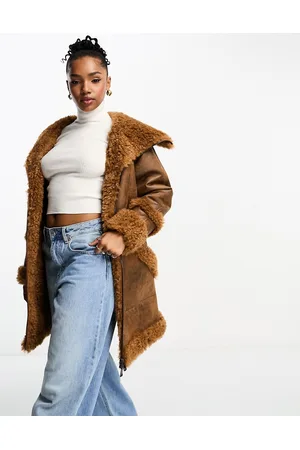Urban Code Urabncode oversized aviator jacket with borg trims in honey