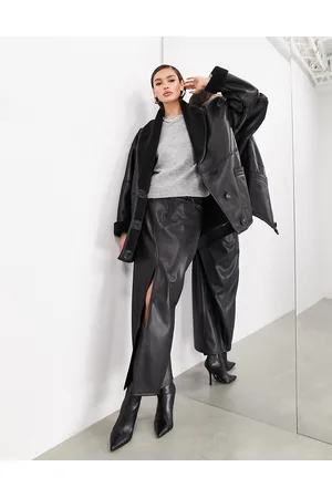 ASOS Oversized real leather borg lined jacket in