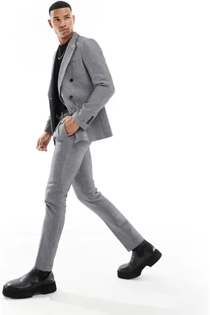 Gianni Feraud Skinny fit suit jacket in herringbone and white