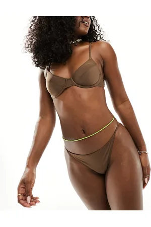 Monki V shape bikini brief in chocolate