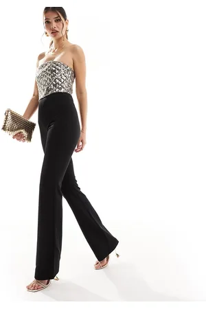 MANGO Gold one shoulder jumpsuit in