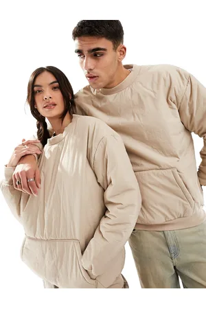 ASOS Unisex oversized sweatshirt in beige with nylon detail