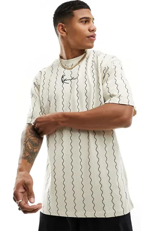 Karl Kani Signature oversized t-shirt in off white with wavy vertical stripes