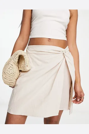 Lola May Ruched front mini skirt in stone