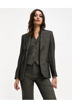 MANGO Herringbone wool blazer in