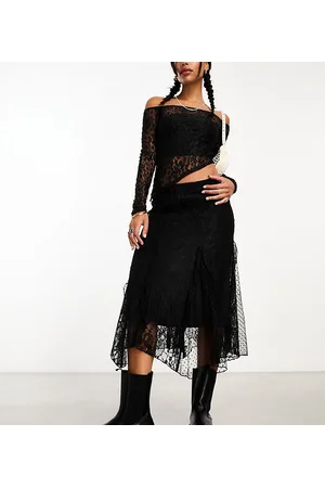Reclaimed Midi skirt with lace and ruffles