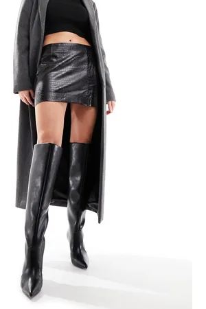 MANGO Croc faux leather mini skirt in