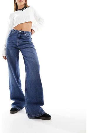 Pull&Bear Mid rise wide leg jean in dark