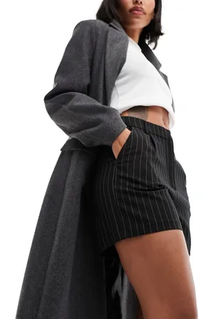 Pimkie High waisted tailored shorts in grey pinstripes