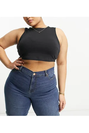 Simply Be Longline denim shorts in mid vintage wash
