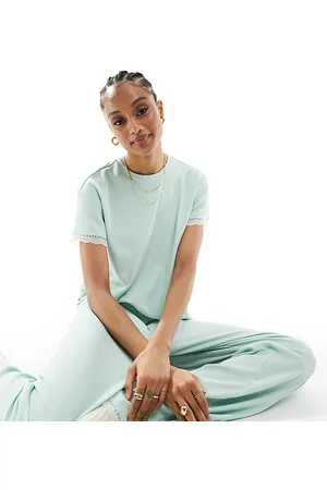 ASOS ASOS DESIGN Tall mix & match waffle & lace pyjama trouser in