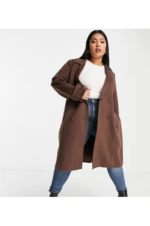 EVER NEW Smart midi coat in chocolate