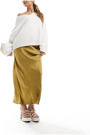 Pimkie Satin maxi skirt in gold jacquard