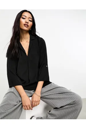 Pimkie Hammered satin v neck shirt in