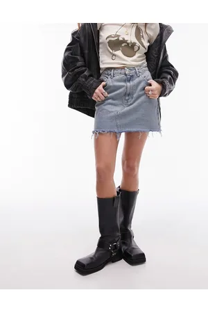 Topshop Denim mini skirt in dirty bleach